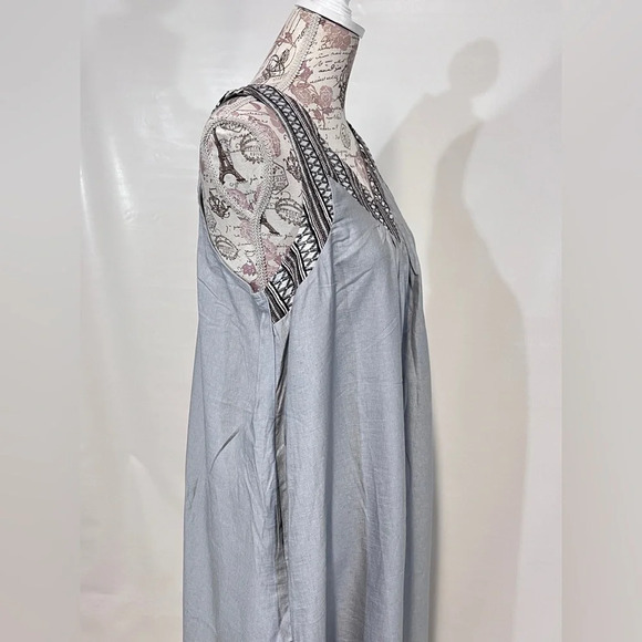 DOE & RAE Light blue Sleeveless embroidered top shift‎ dress size L. - Picture 6 of 14